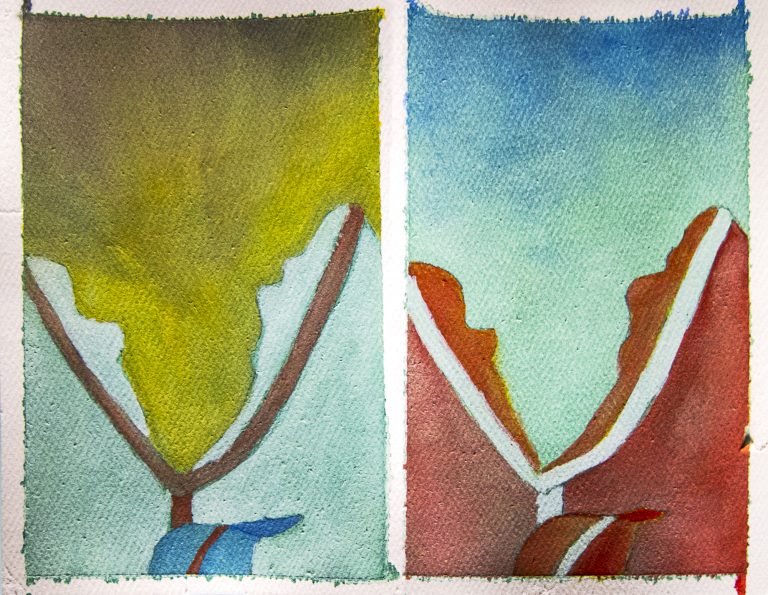 Two Paintings of a Leaf Inverses